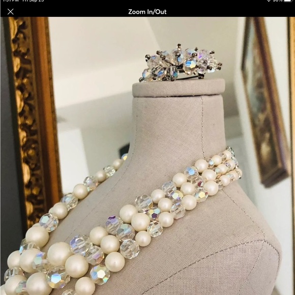 Vintage lot of aurora borealis rhinestone crystal jewelry - Picture 6 of 10